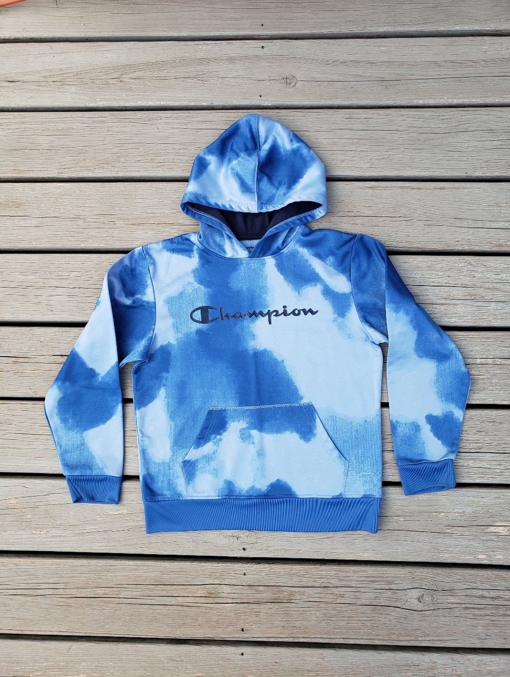 Champion Blue Tie-Dye Pullover Hoodie Size 14/16